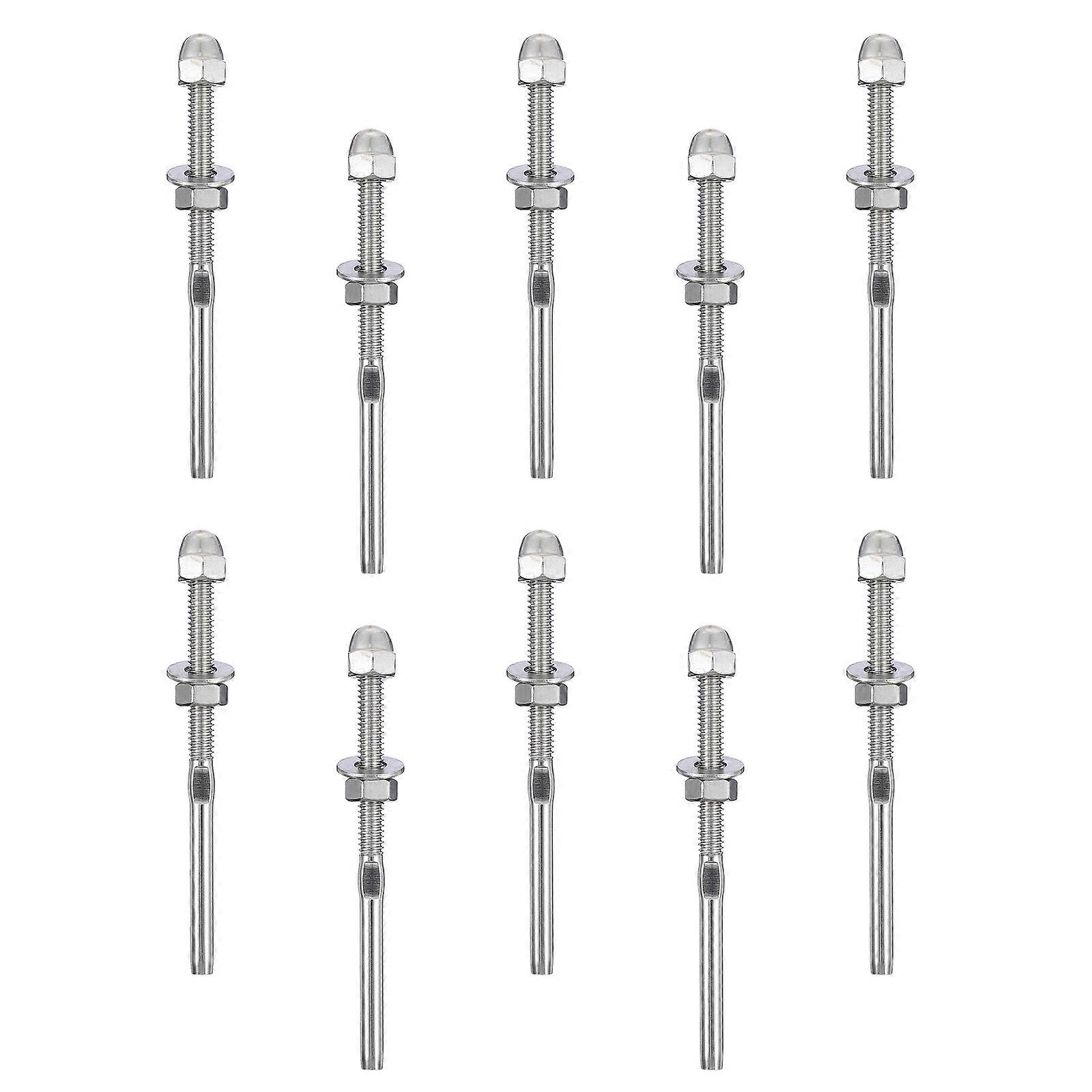 Silver Cable Tensioner Fitting with Threaded Ends 10Pcs for Deck Railing