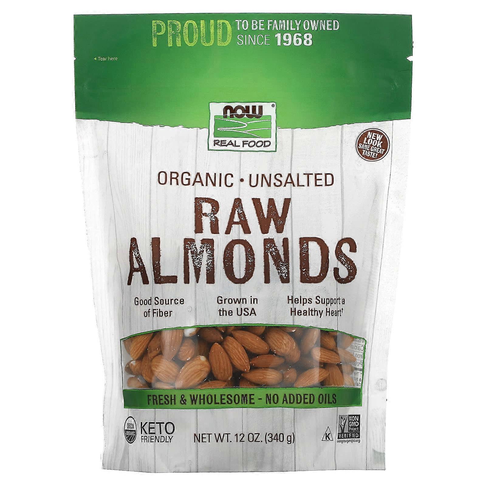 NOW Foods, Real Food, Almendras crudas orgánicas, sin sal, 340 g (12 oz)