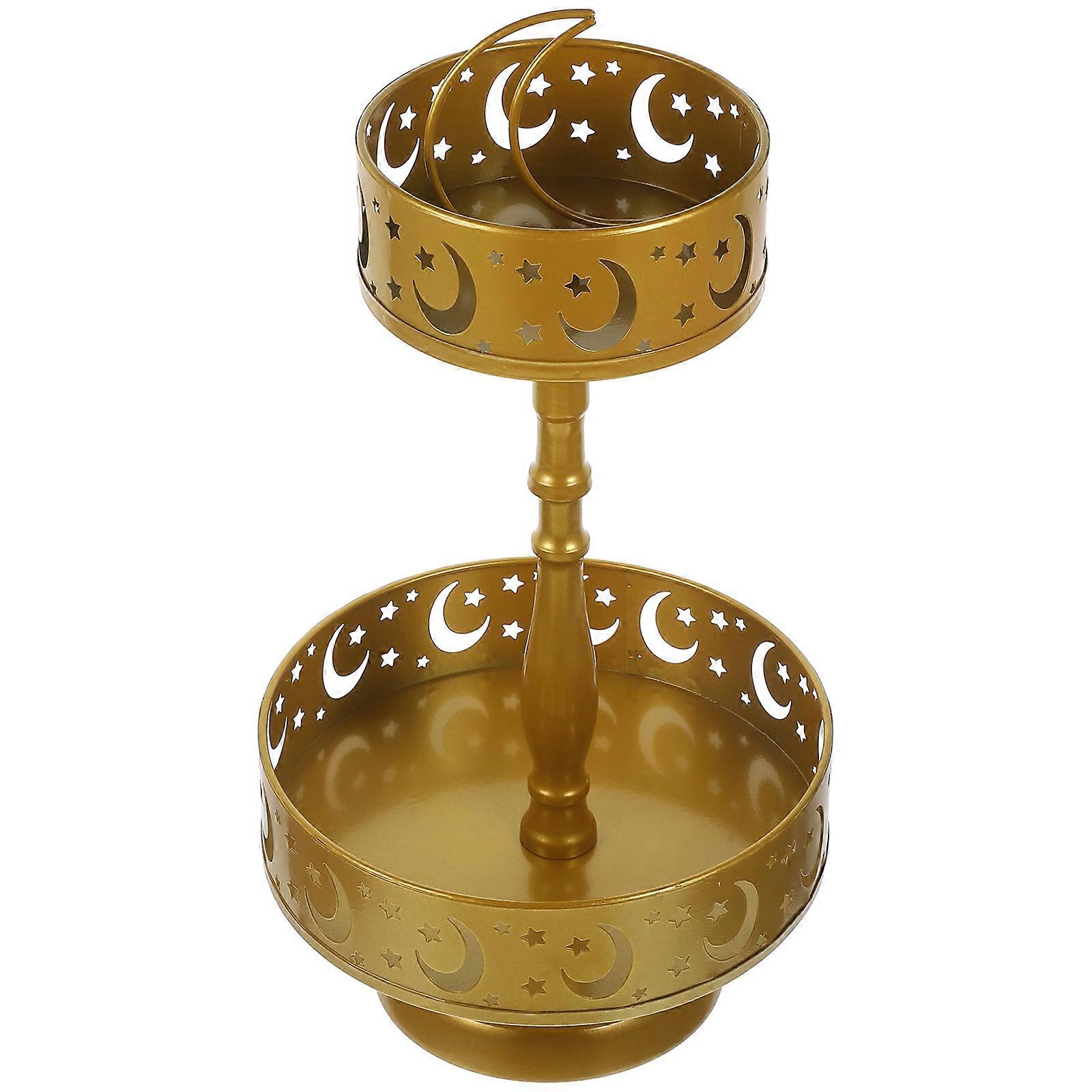 Golden Egg Cake Stand for Dessert Serving Double-Layer Tabletop Tray