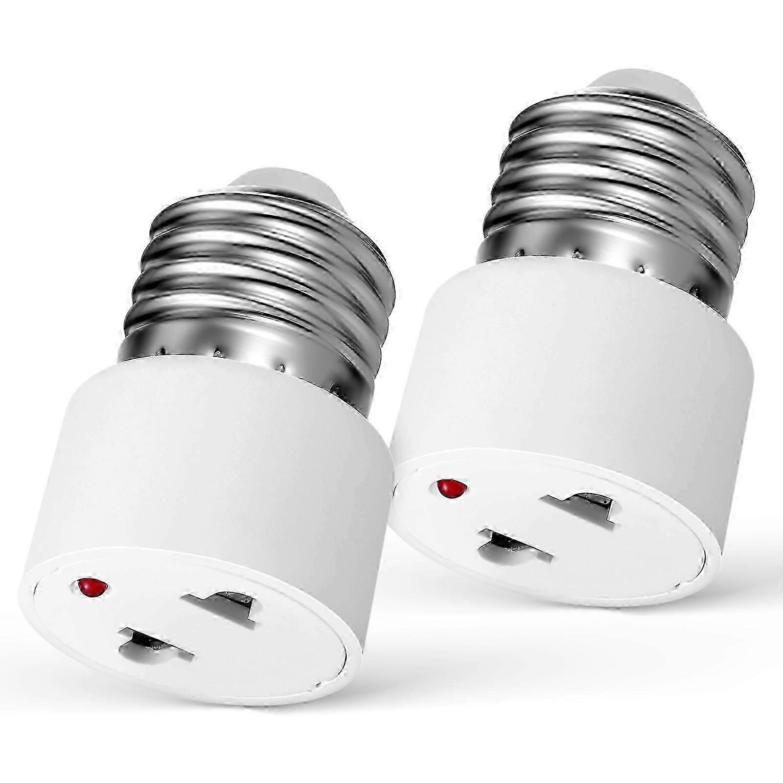 2pcs Light Socket to Plug Adapter E27 Socket to 2 prong Light Socket Outlet