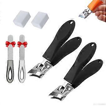 Wide Jaw Toenail Clippers for Thick Nails with Angled Cutting Edge and Splashproof Guard