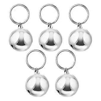 Cat Bells Metal Pet Pendant Bells for Holiday Use 5Pcs Silver Set