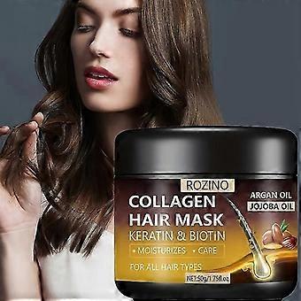 Kollagen hårmask med keratin och biotin, ren naturlig jojobaolja, för torrt skadat grovt hår, utjämning och fuktgivande hår