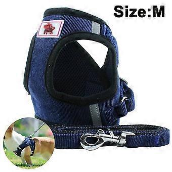 Dog Harness with Leash for Dogs, Soft Mesh Chest Harness for Medium and Small Dogs / Cats-Navy blue-M