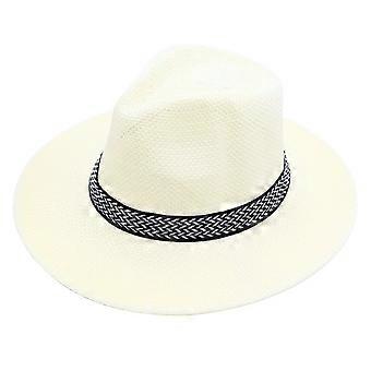 Cowboy Hat Large Brim Sun Protection Men Women Hat Geometric Pattern Decoration Summer Casual Fishing Hat