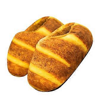 Funny Cartoon Bread Plush Slippers Warm Winter Shoes Cozy Fluffy Cotton Footwear Soft Indoor House Slipper with Realistic Baguettes Design for Home Be