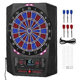 Elektronische Dartscheibe, 336 mm Target Dartboard mit 45 Spielen und 474 Variationen für bis zu 8 Spieler, 6 Dartschäfte mit Flights