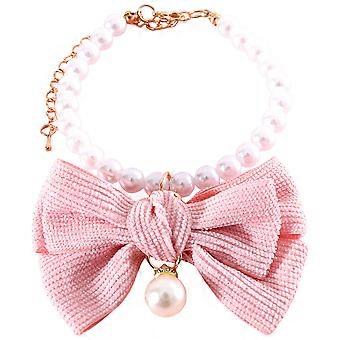 Pearl Cat Collar Bowknot Accessory for Pets with Delicate Design