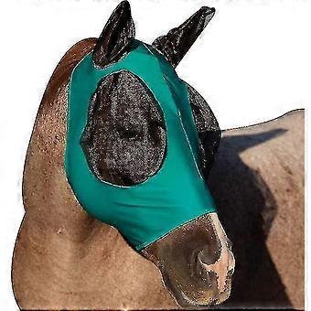 Maschera volante traspirante per cavalli anti-zanzara e cappuccio a prova di insetti (2 pezzi, verde)