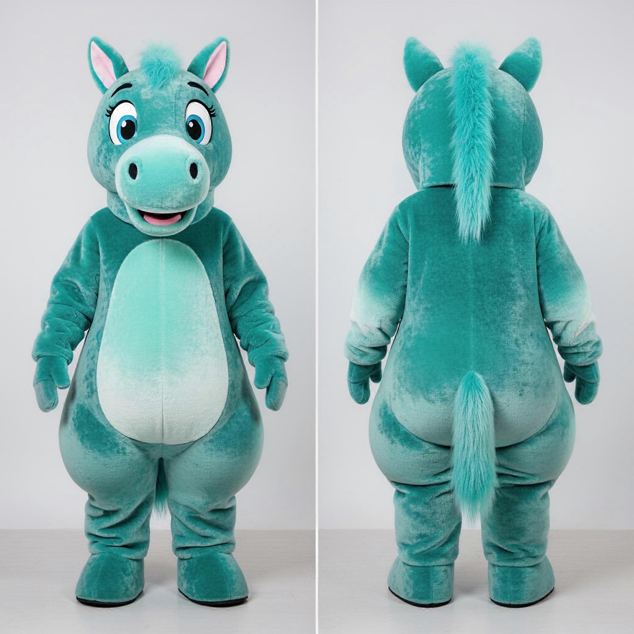 MASTICOT Teal Plush Padded Horse Mascot