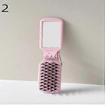 Specchio portatile tascabile spazzola per capelli con setole pettine pieghevole da viaggio pettine massaggiante strumenti per lo styling dei capelli pettini per il trucco da salone