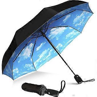 Umbrella Windproof Travel Umbrella - Compact, Light, Automatic, Strong And Portable - Wind Resistant, Small Folding Backpack Umbrella For Rain - Men A