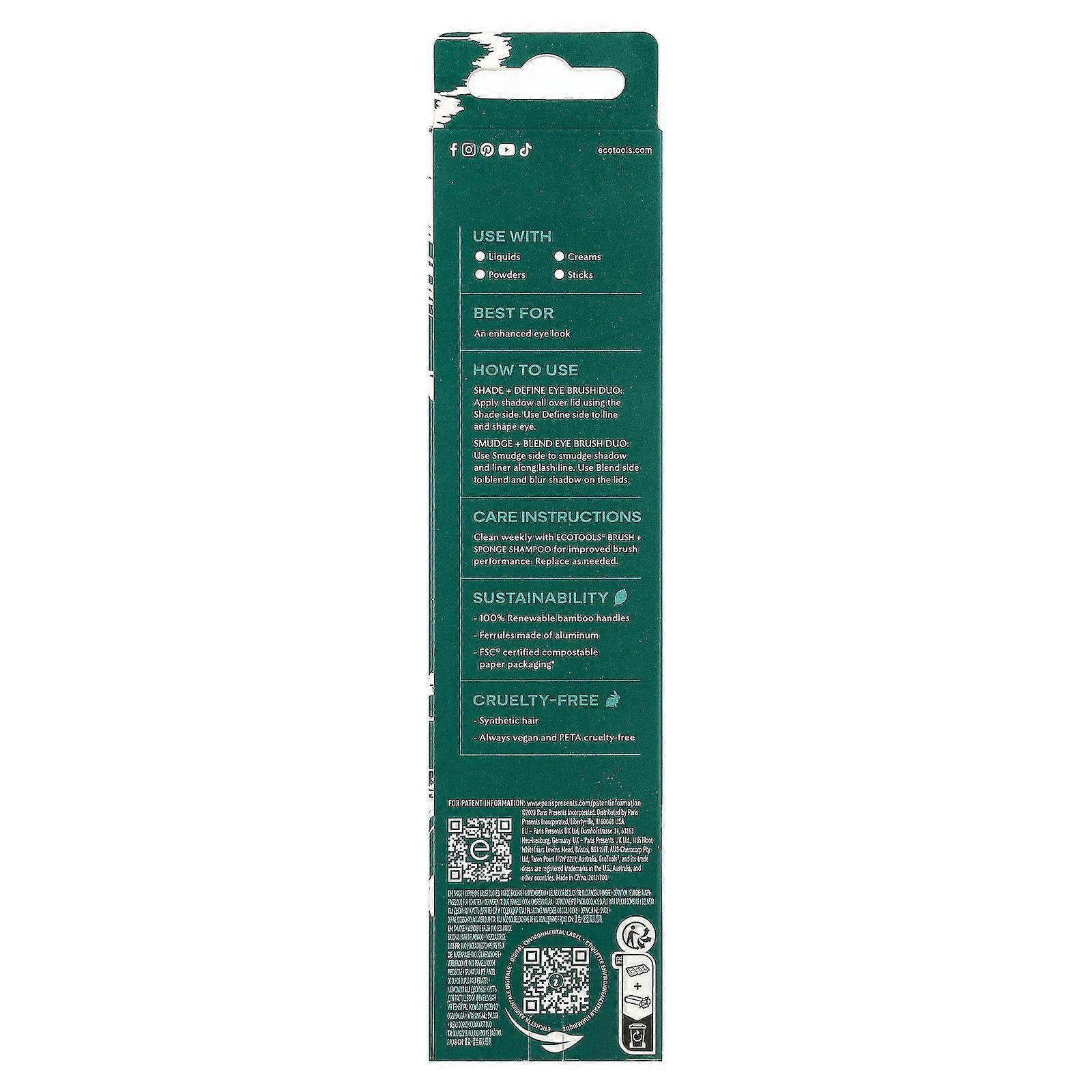 4 x EcoTools, Enhancing Eye Brush Set, 2 Piece Set