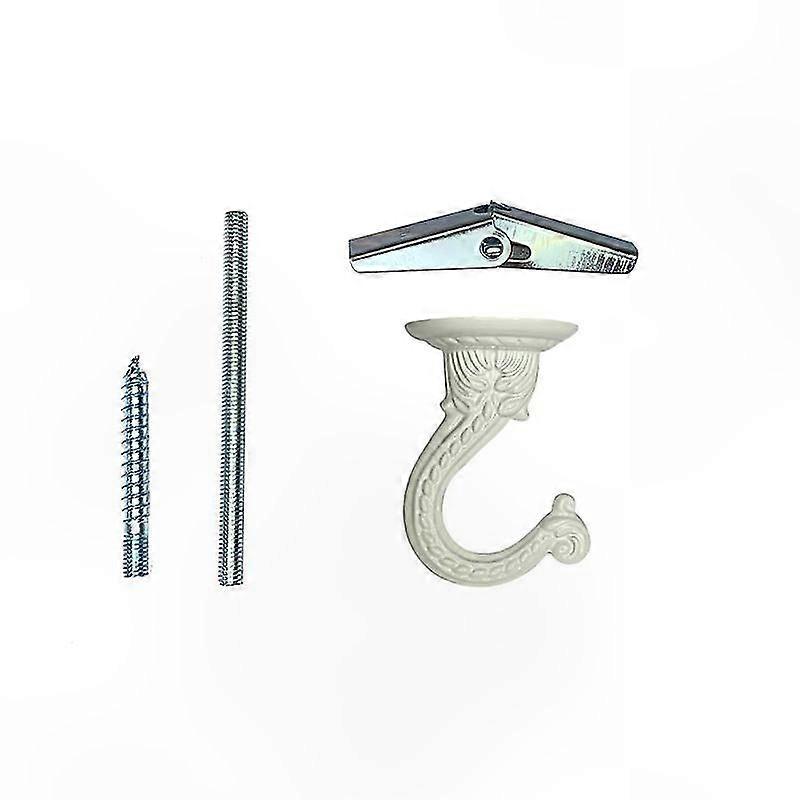 Large Decorative Hook with Mounting Hardware, White Finish