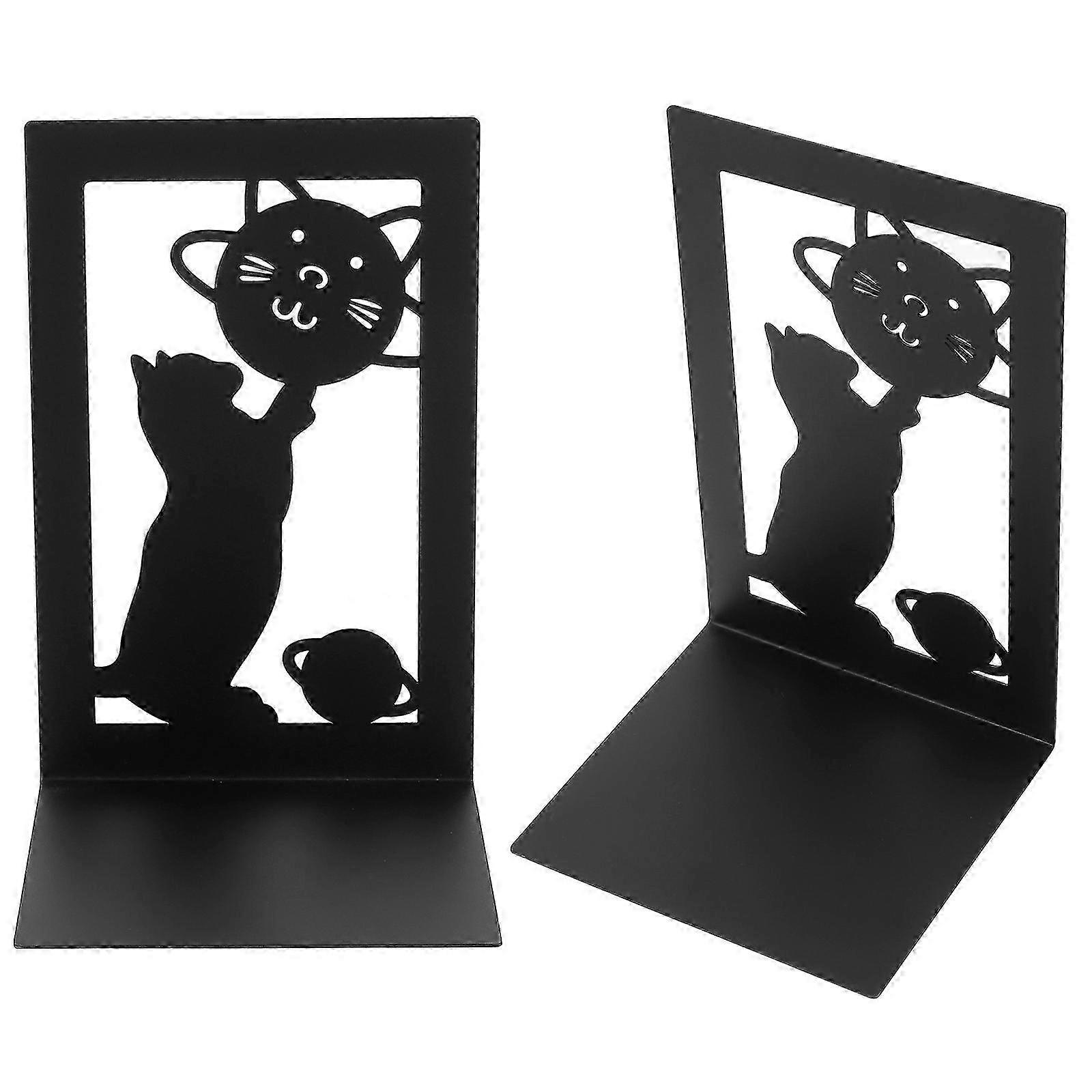 Cat Design Iron Book Supports