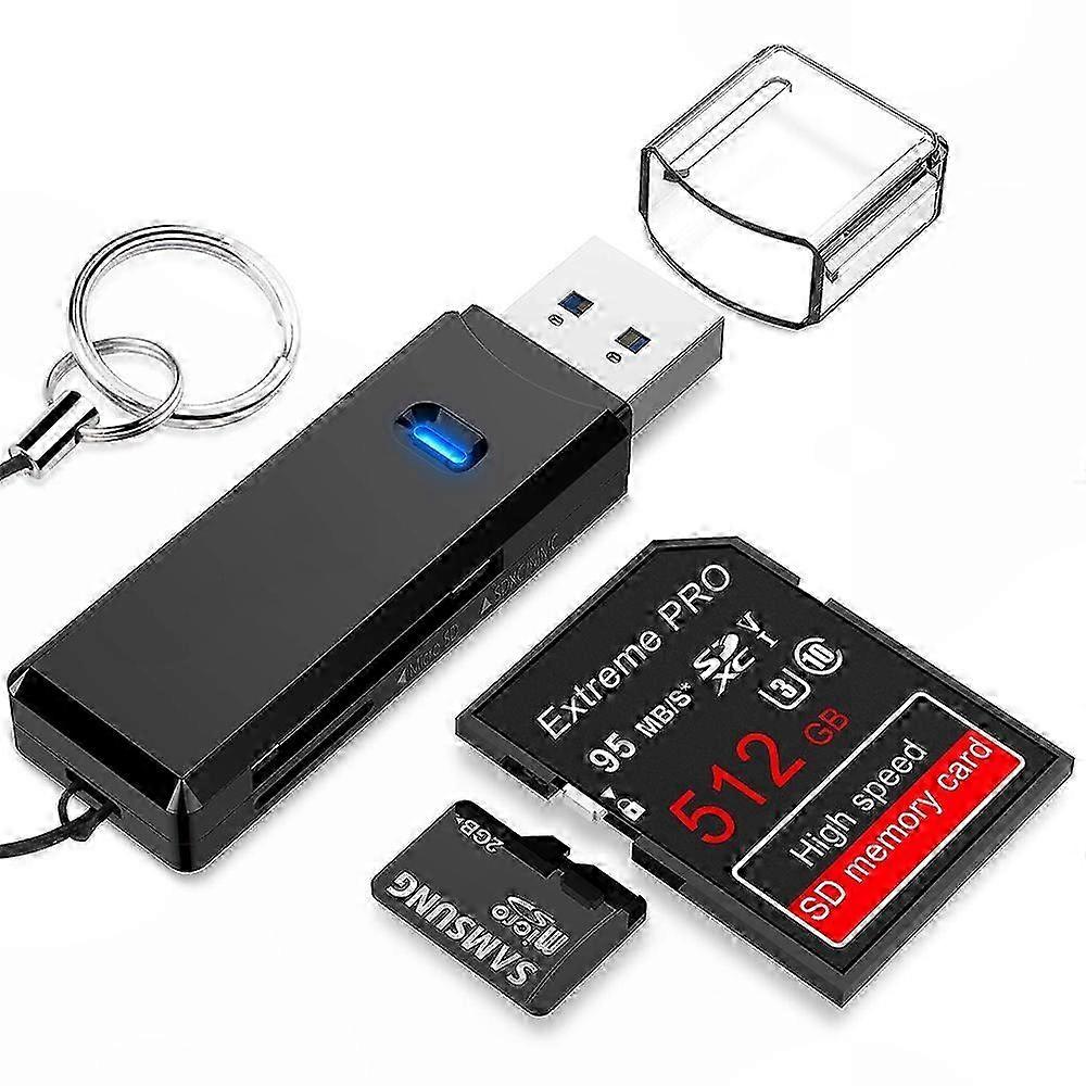 USB 3.0 Card Reader, Supports SD, microSD, TF, SDHC, SDXC, MMC, Compatible with Windows, macOS, Linux