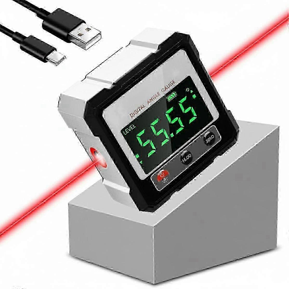 Digital Laser Level Rechargeable Angle Finder with 4-Side Magnetic Base, compatible with Woodworking, Constructi