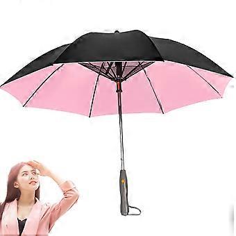 Cooling Umbrella with Fan, Dual Cooling System, UV Blocking Canopy, Foldable Travel Sunshade