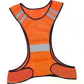 Reflekterande cykelväst för vuxna, hög synlighet, säkerhetsväst i mesh-material, lämplig för löpning i mörker, cykling utomhus och i trafiken. Elastisk passform, fluorescerande orange färg.