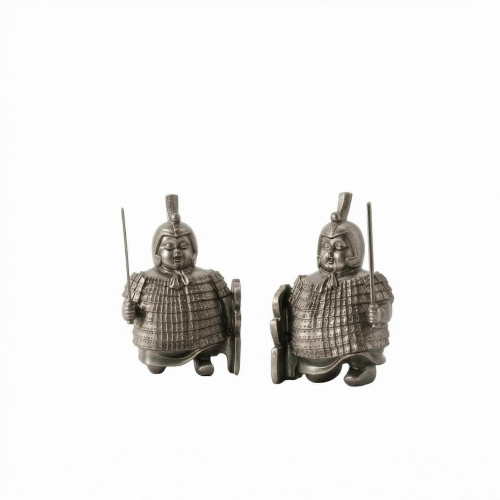 Terracotta Warrior Bookends Metal-Like Bookends with Rectangular Base Vintage