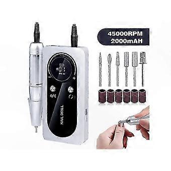 Portable Rechargeable Electric Nail File, 45000 RPM, ABS Body, for Shaping and Removing Polish, Home Nail Care