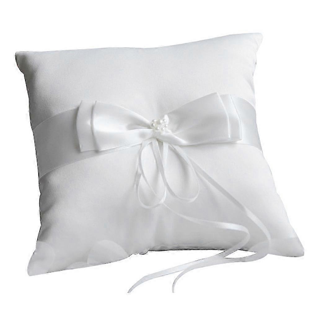 Satin Ring Holder Pillow Elegant White