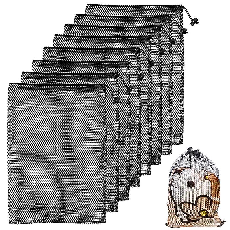 10pcs Mesh Stuff Sack Durable Nylon Mesh Drawstring Laundry Bag For Household Storage