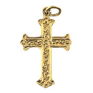 9ct Gold 30x22mm Fancy embossed pattern Cross
