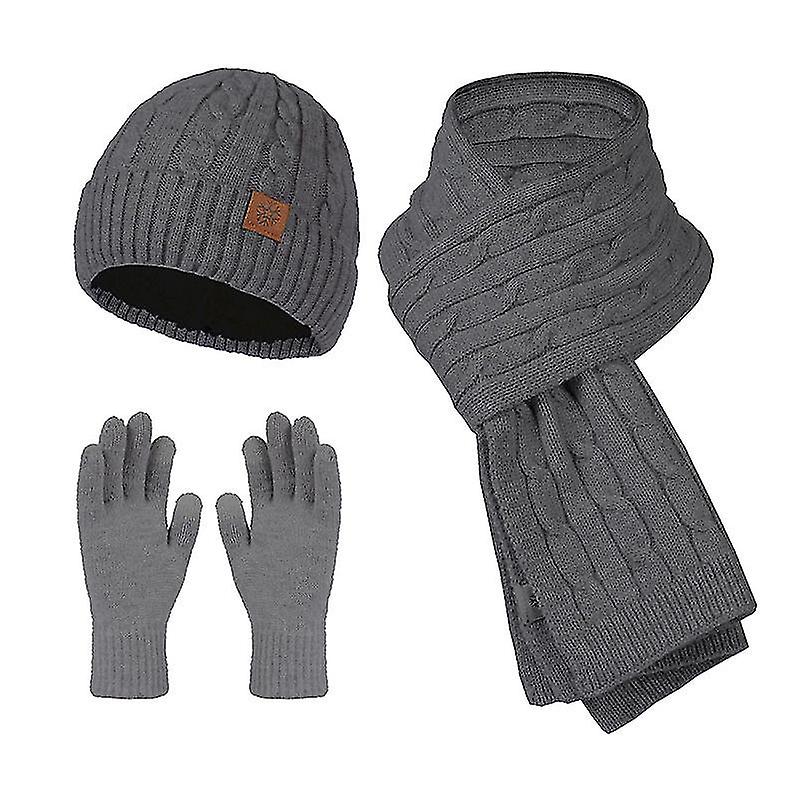 Hat Gloves Scarf Knitted Plus Fluff Thickened Sleeve Cap Scarf Set