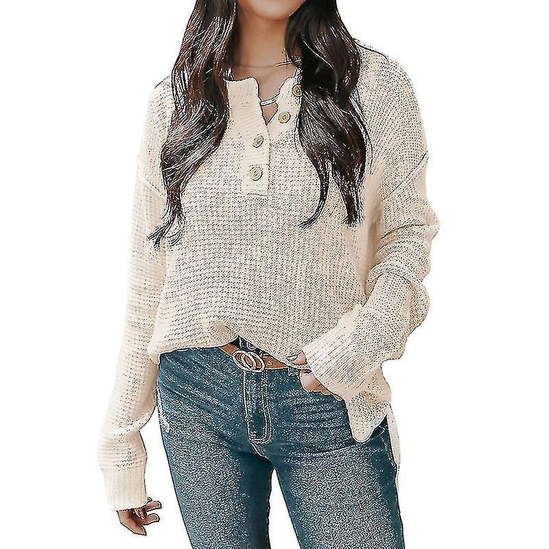 Women\'s Woolen Pullover Top Button-down Pullover Jumper Top For Vacation Fall Winter Spring
