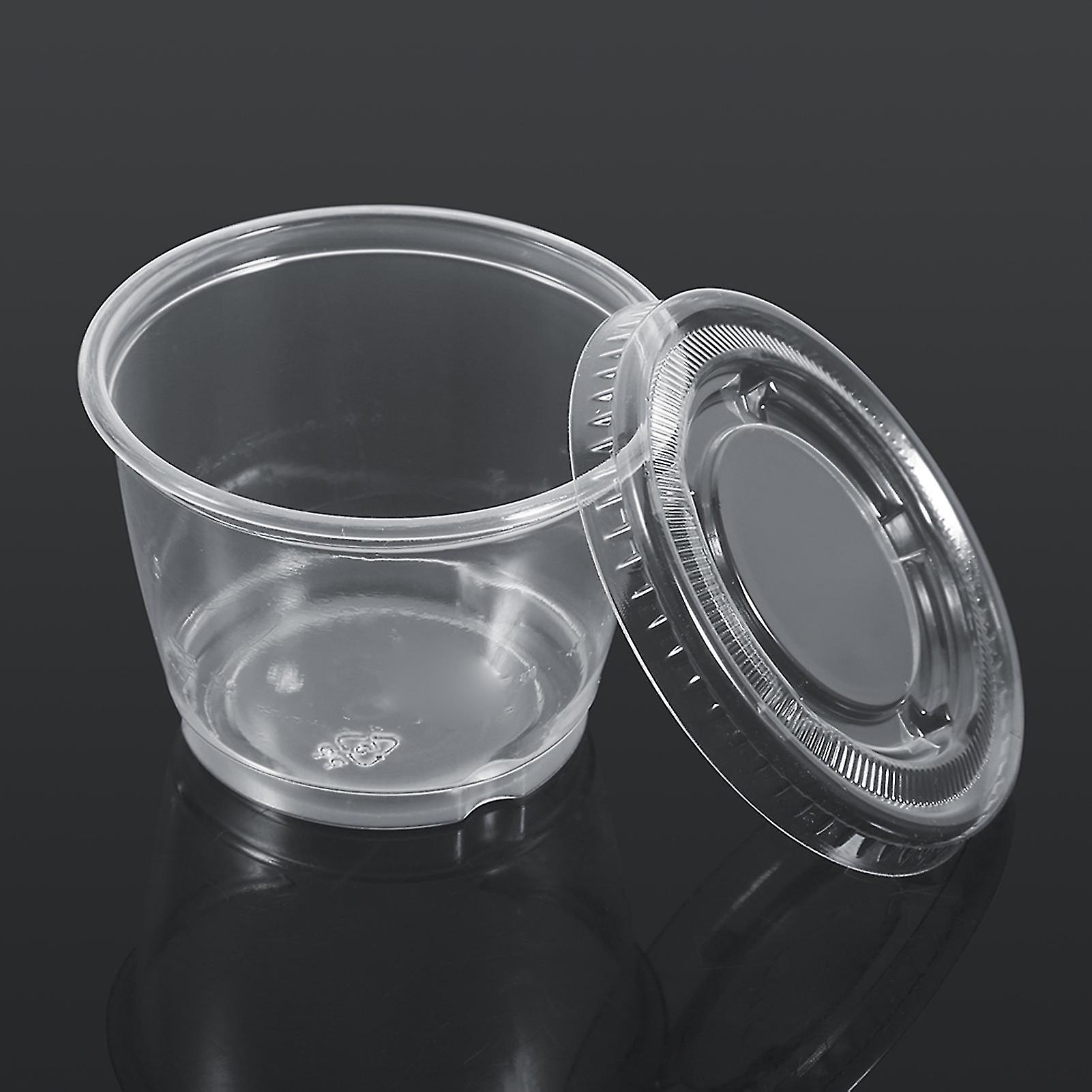 50Pcs Clear 3oz Disposable Plastic Sauce Cups with Secure Lids