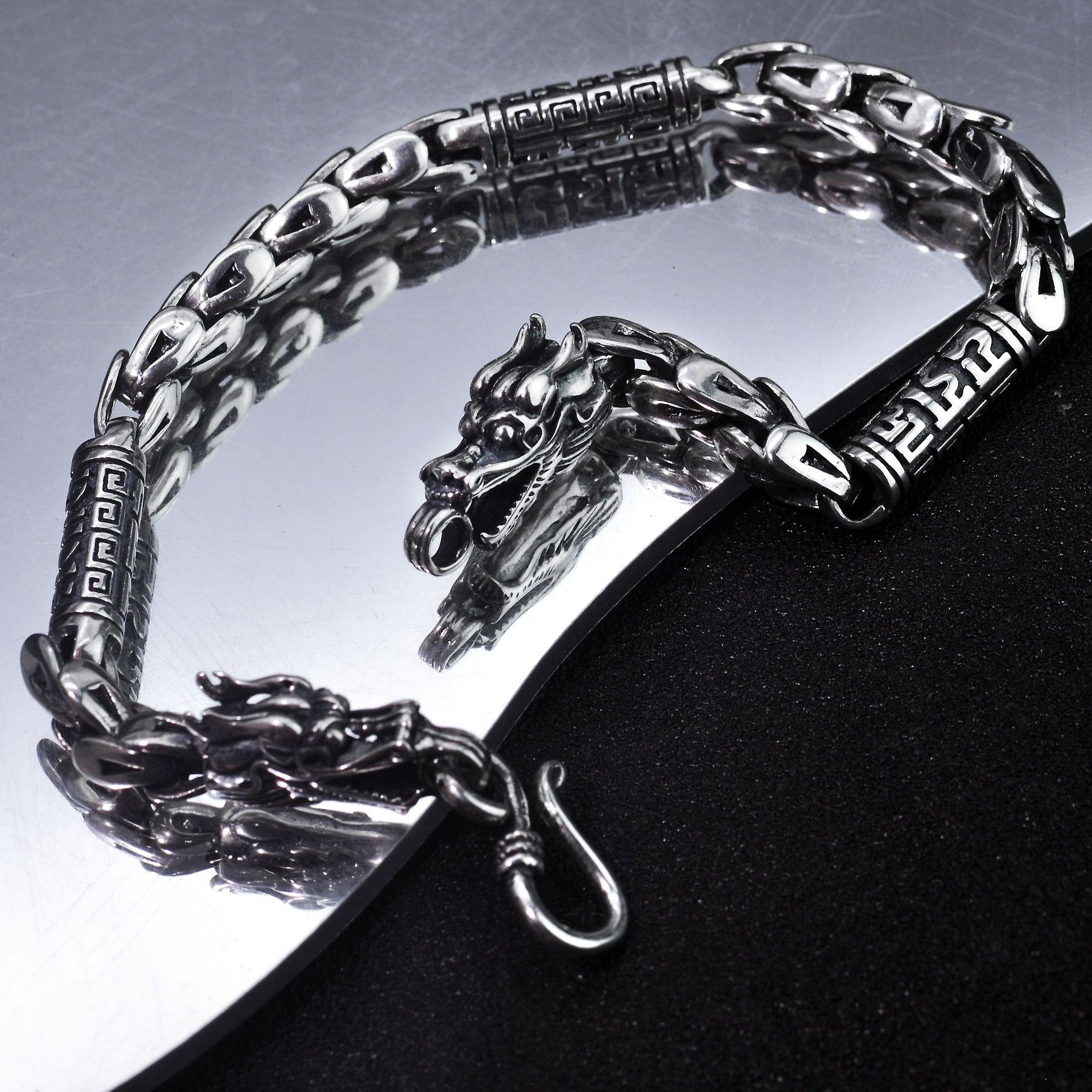 Gioielli in argento Vintage Thai argento dominante drago scala braccialetto