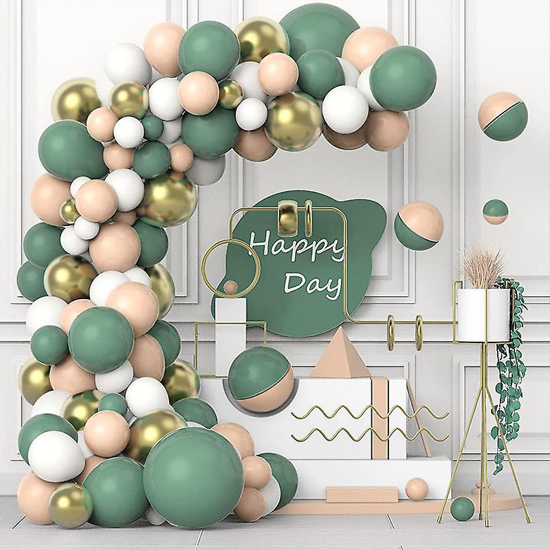 123Pcs Vintage Bean Green Avocado Balloon Chain Set Balloon Arch Latex Balloons Set