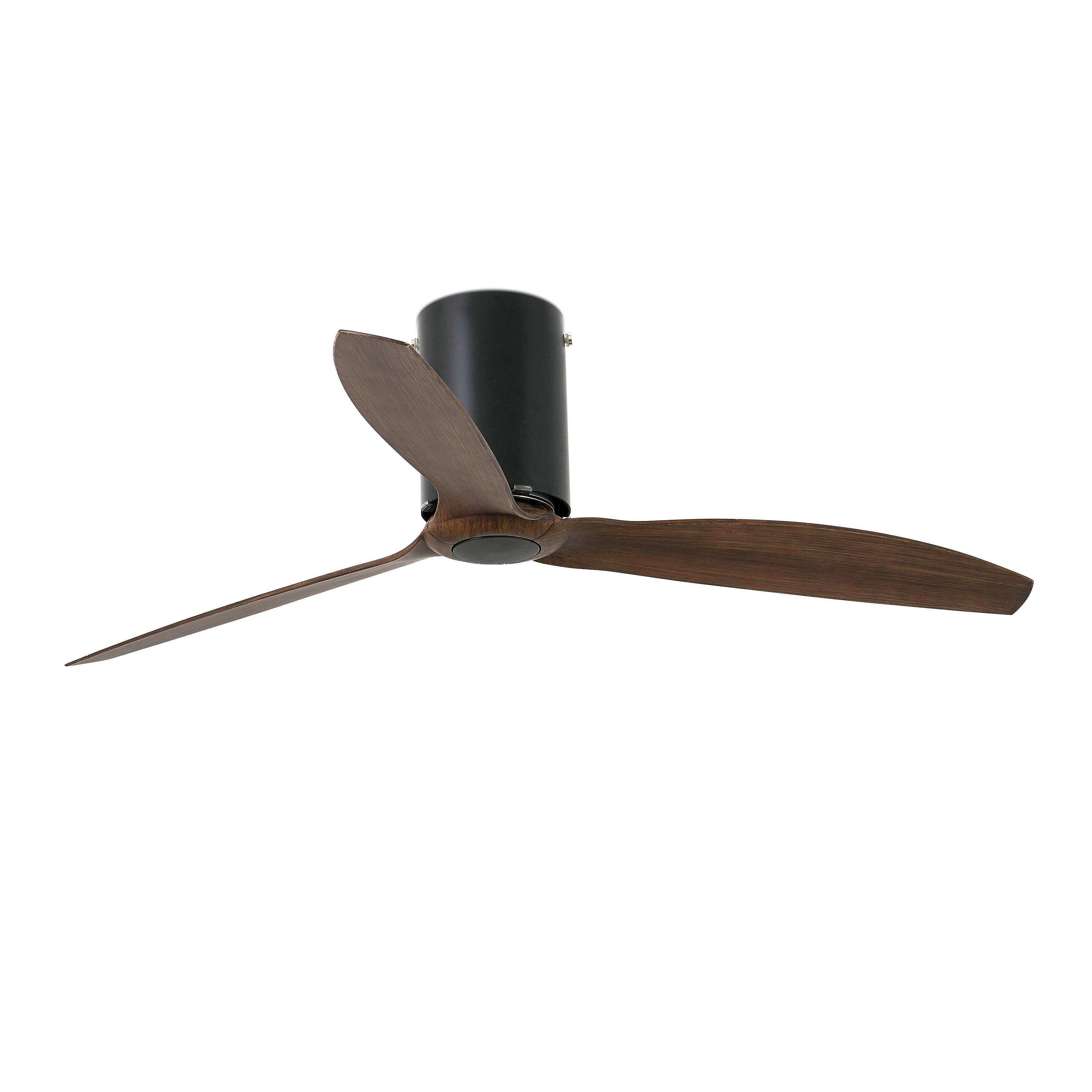 Mini Medium Ceiling Fan Wood, Matt Black - Optional LED Light Sold Separately