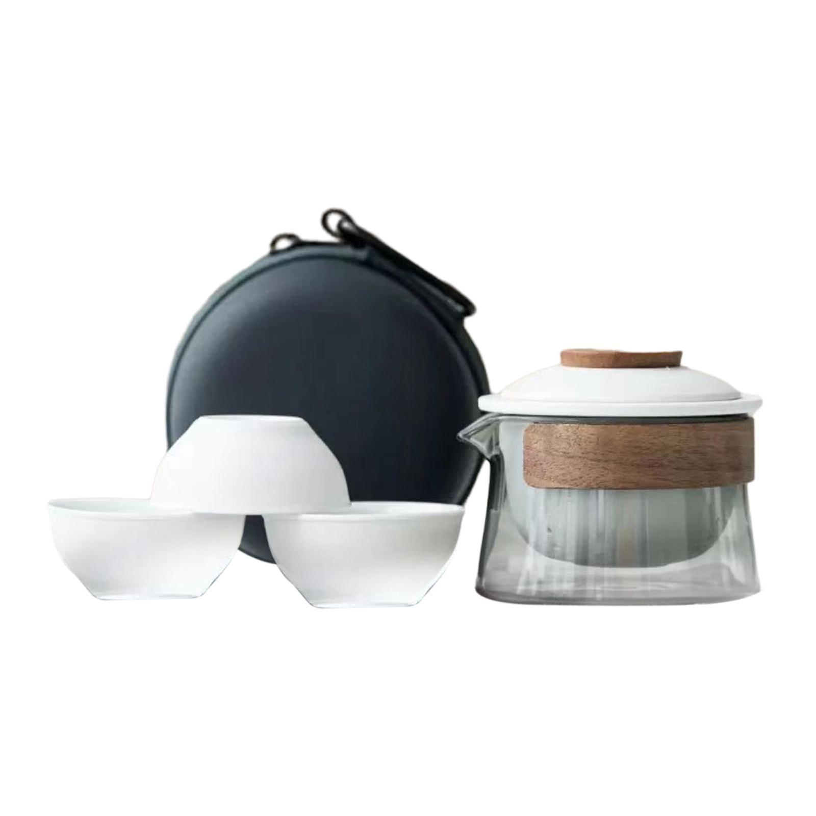 여행 차 세트 쿵푸 차 주전자 느슨한 차 내열 주전자와 컵 세트 차 기 비즈니스 캠핑 친구 피크닉 가족