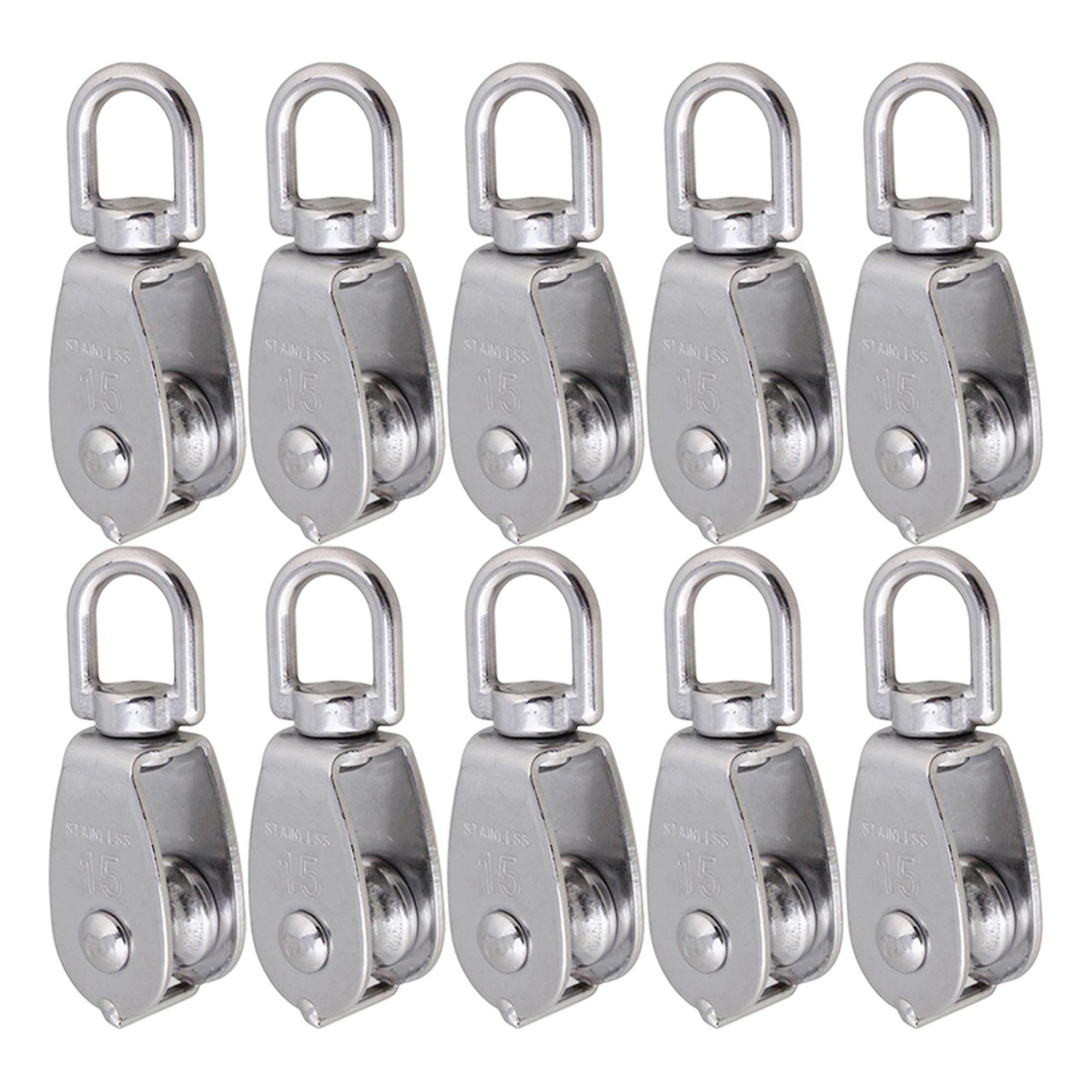 10 Pieces Silver Steel Single-sheaved M15 Pulley Block Loading Capacity 35kg