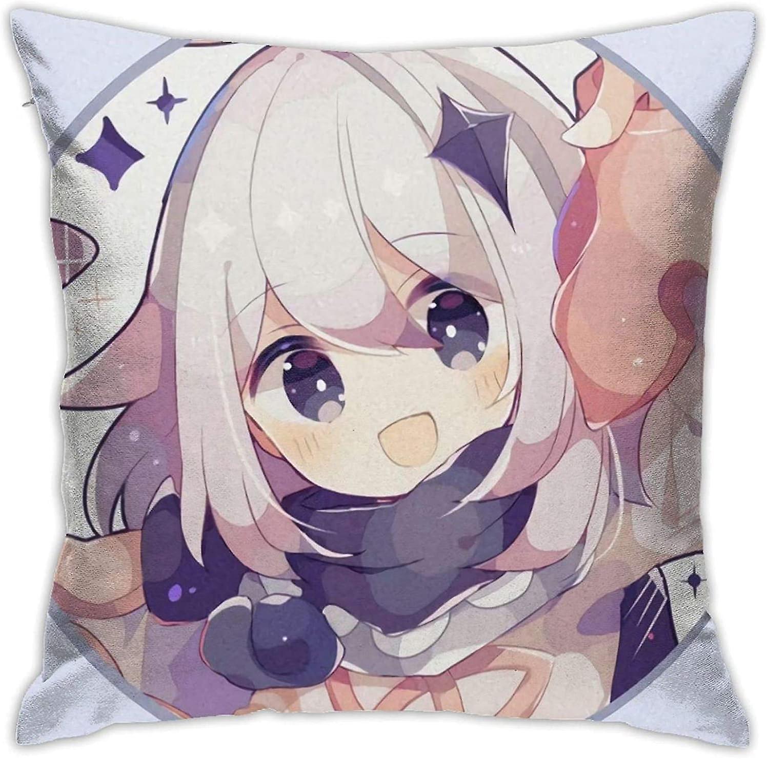 Gen-shin Im-Pactスロー枕カバー18 x 18インチ収縮防止シンプルな枕カバークッションカバーソフト装飾スロー枕-pl3403