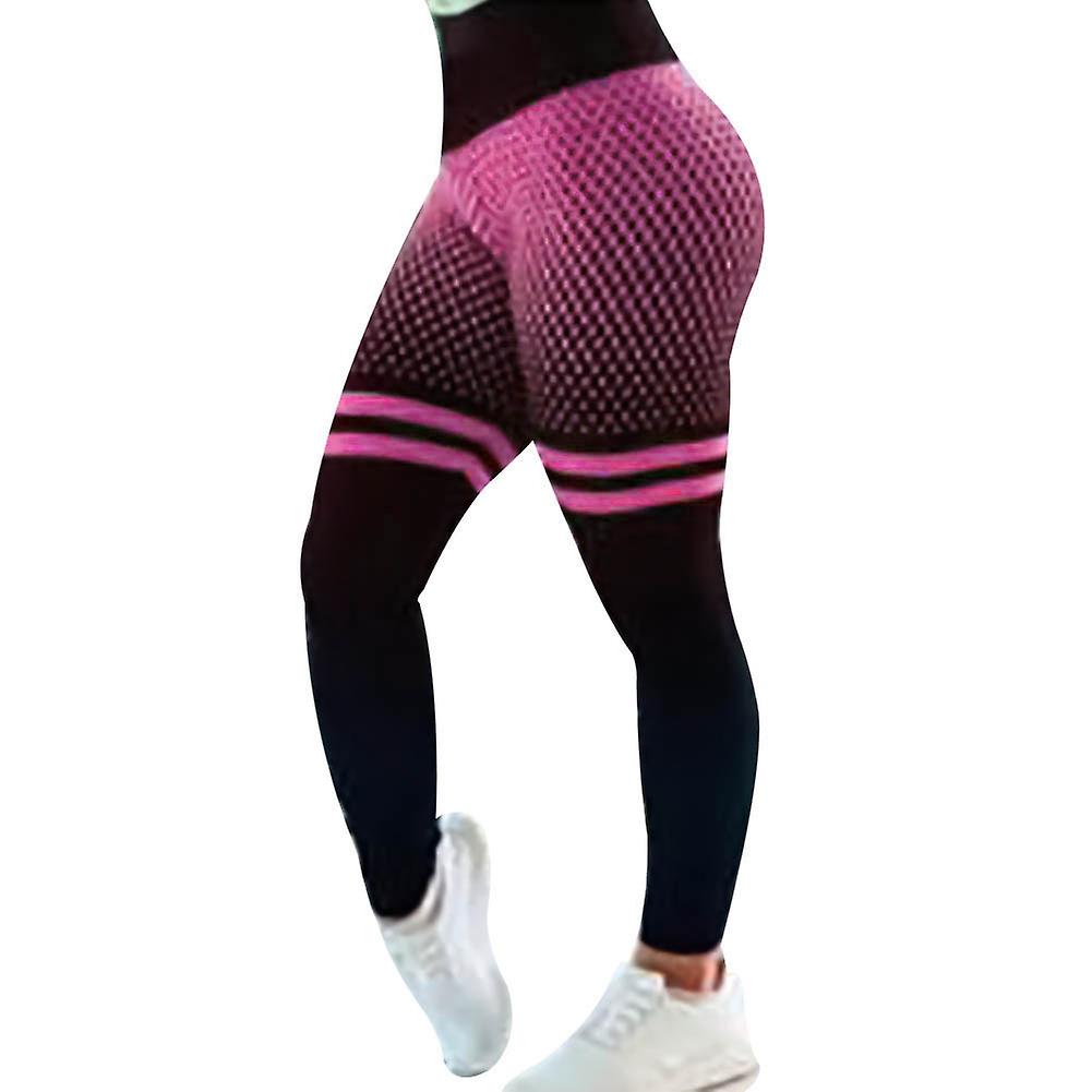 Women Grid Pattern High Waist Sport Exercise Fitness Running Yoga