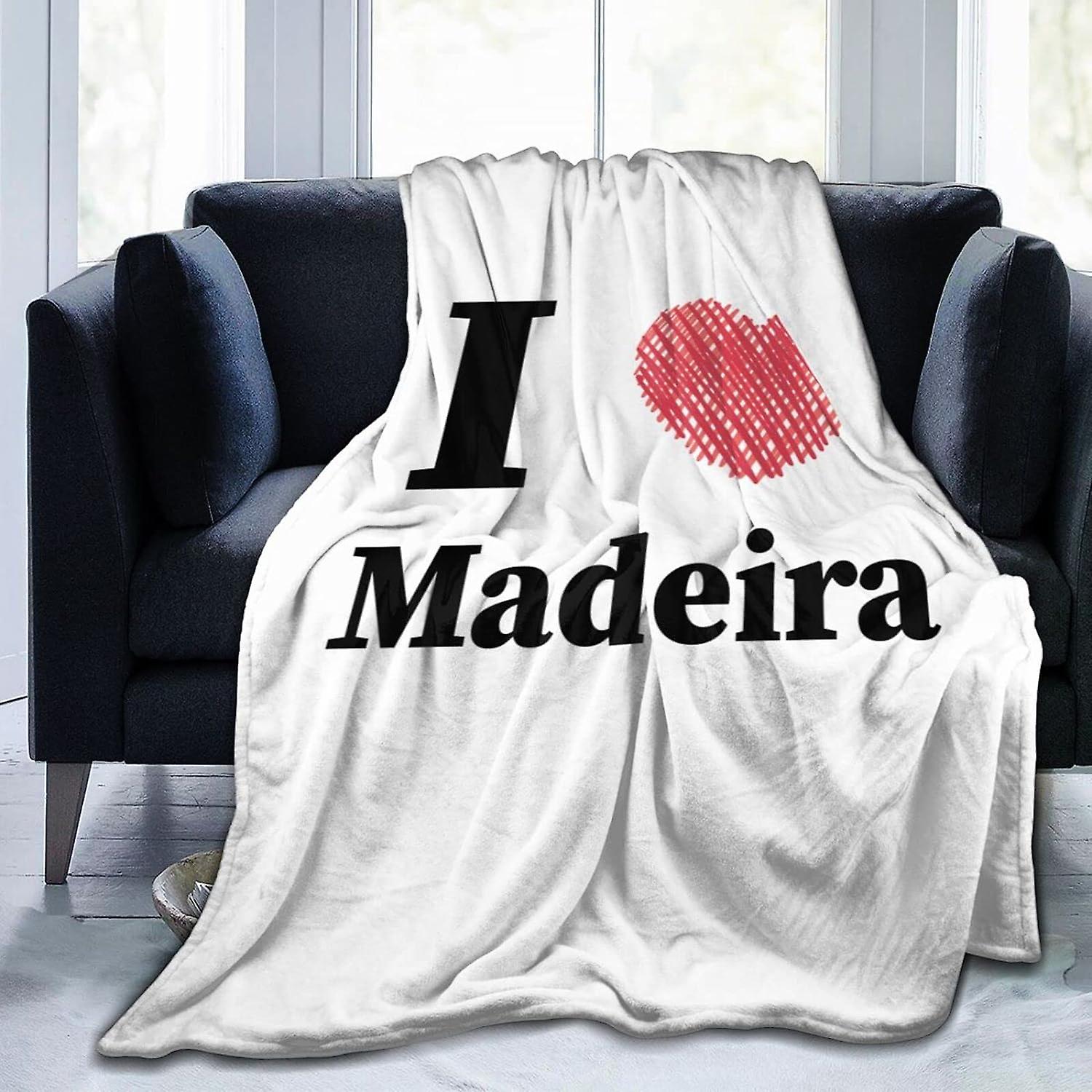 Kerota Plaid J’aime la couverture en flanelle de Madère Couverture de canapé douce et confortable La