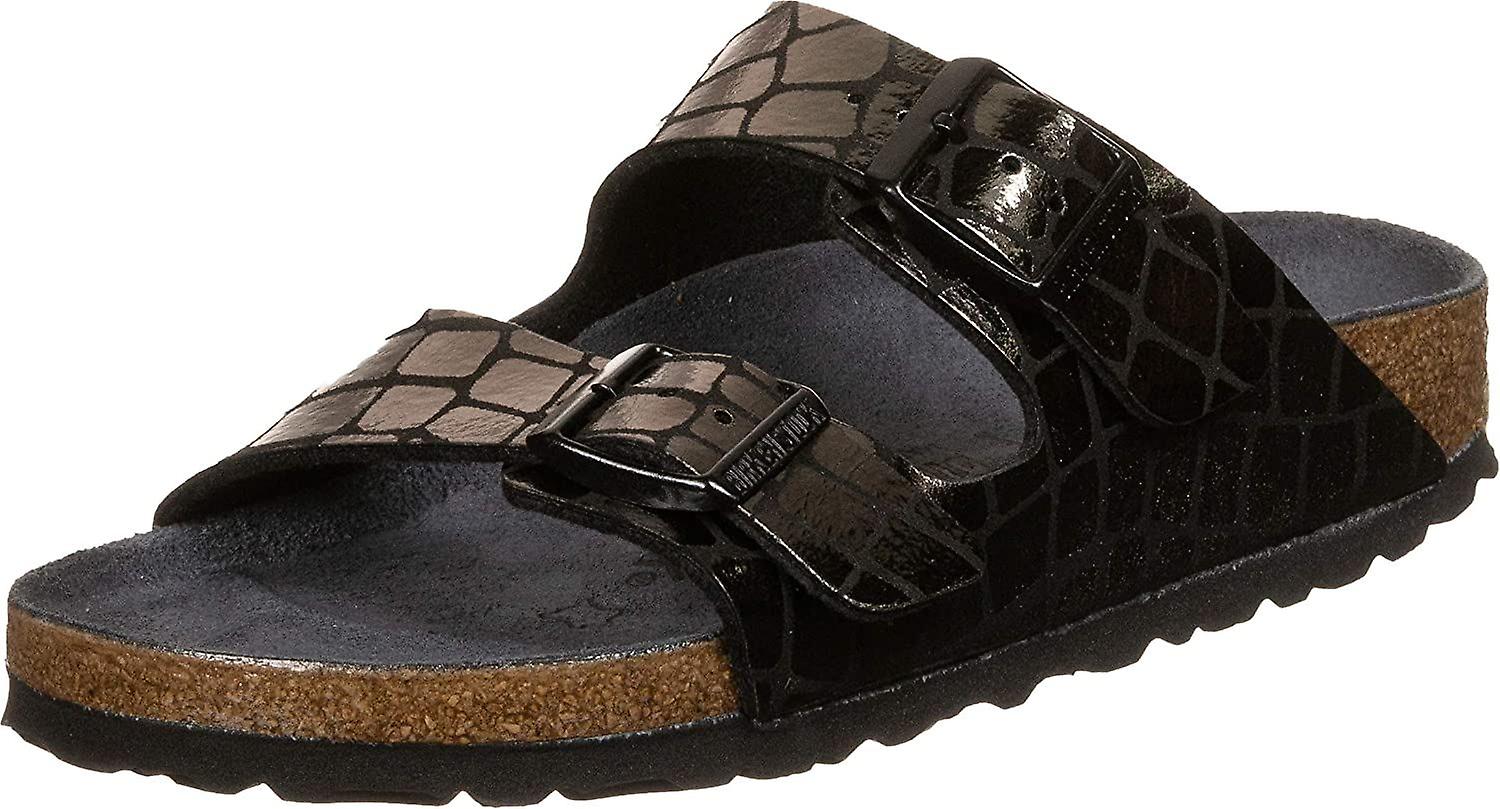 Birkenstock Arizona MF Gator Gleam Black Narrow Womens Sandals