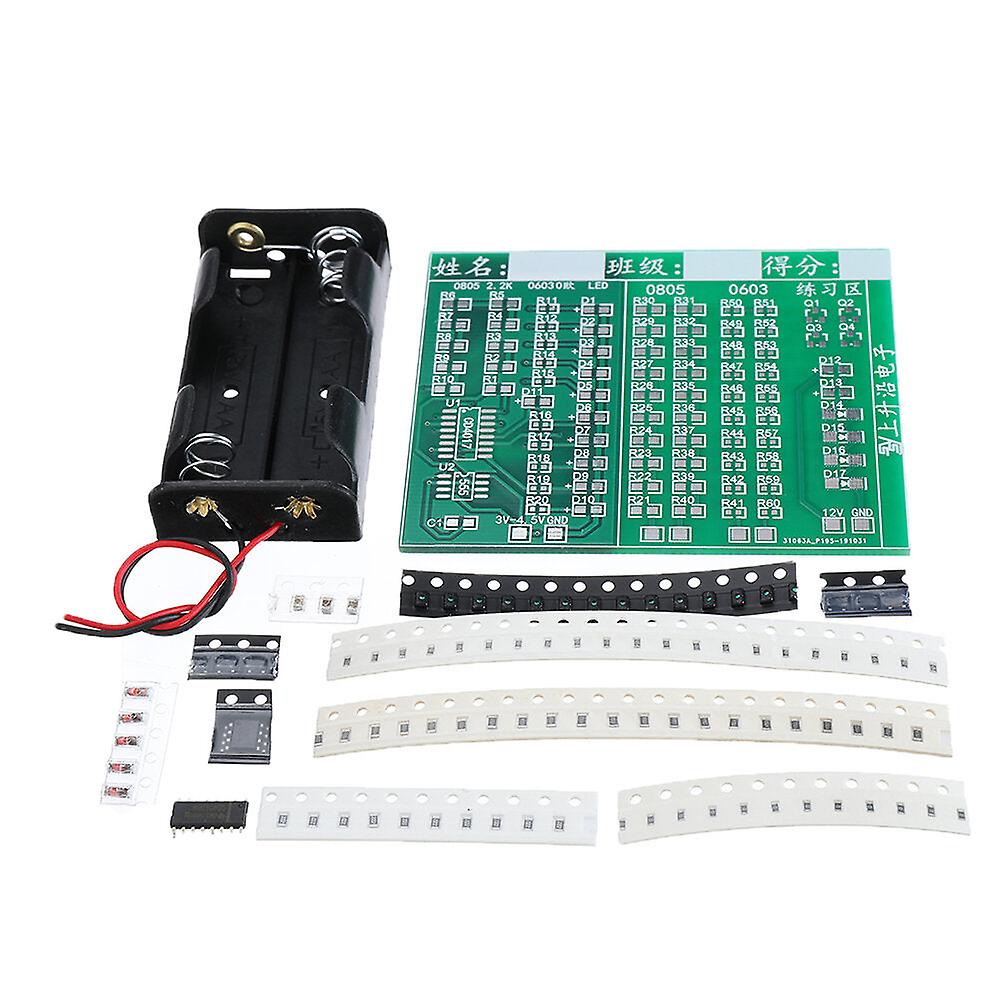Components + Pcb Board + 2 Battery Boxes 84 Smd Component Welding Practice Training Board