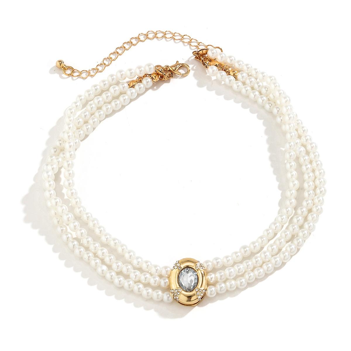 Short imitation pearl choker