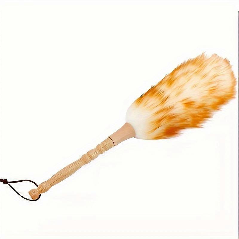 Lambswool Dusters With Solid Wooden Handle For Shops, Flexible Head, Anti-Static, Comfortable Grips 18.9 Inchs Long Feather Duster For Office, Home An