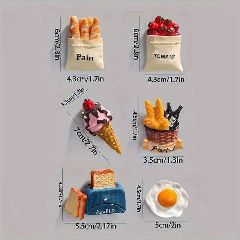 6個の鮮やかな3D食品冷蔵庫用マグネット-キッチン、オフィス、家庭用の強力で愛らしいパーソナライズされた装飾磁石-完璧な母の日のギフトA