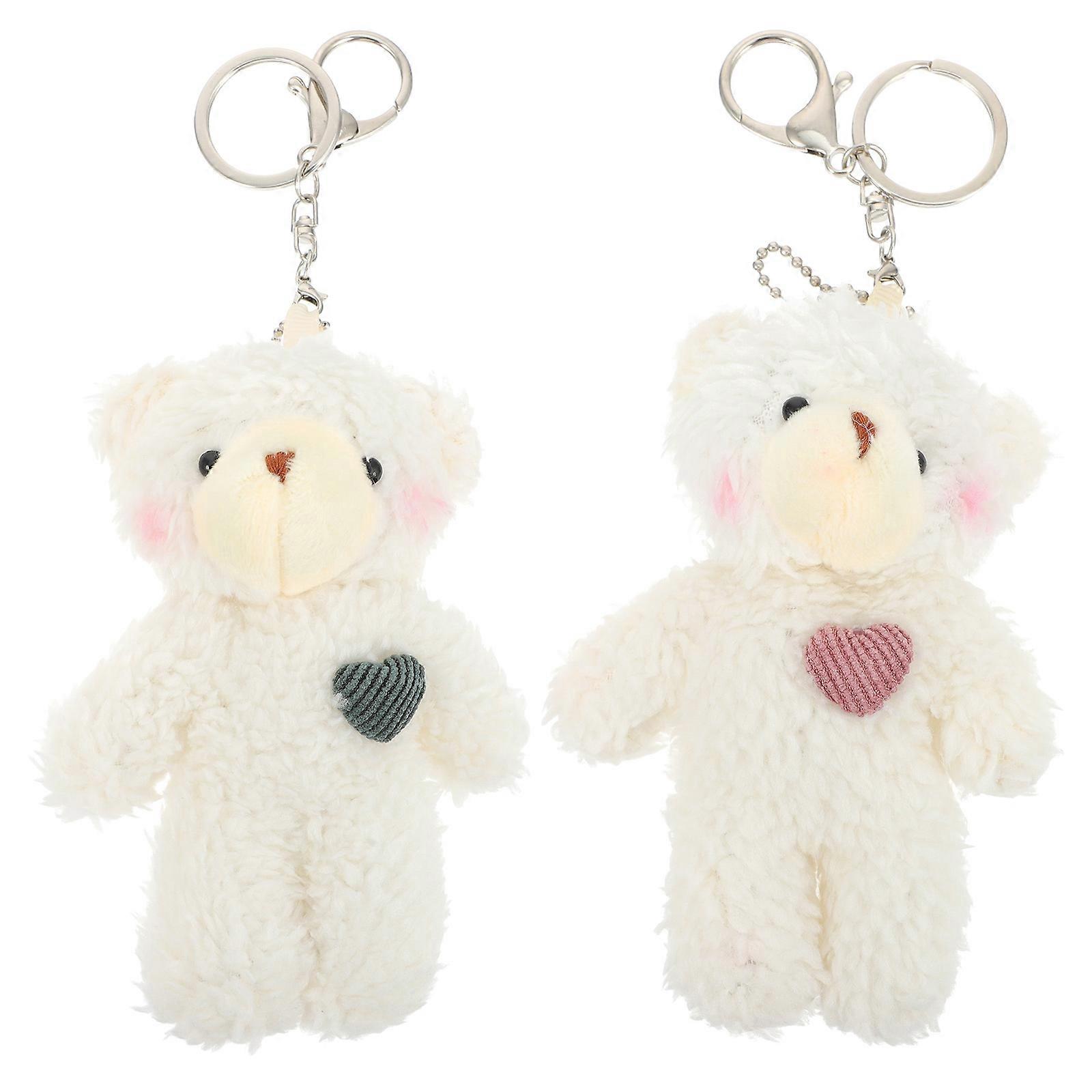 2pcs Small Bear Pendant Lovely Bear Keychain Decor Unique Bear Keychain Pendants