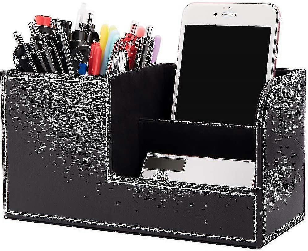 Desktop Storage Box Multi-function Office Pen Holder Leather Storage Bucket
