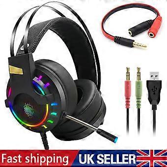 Gaming Headset with Microphone for PC Laptop PS4 Xbox One PS5 Headphones LED r NO.3398