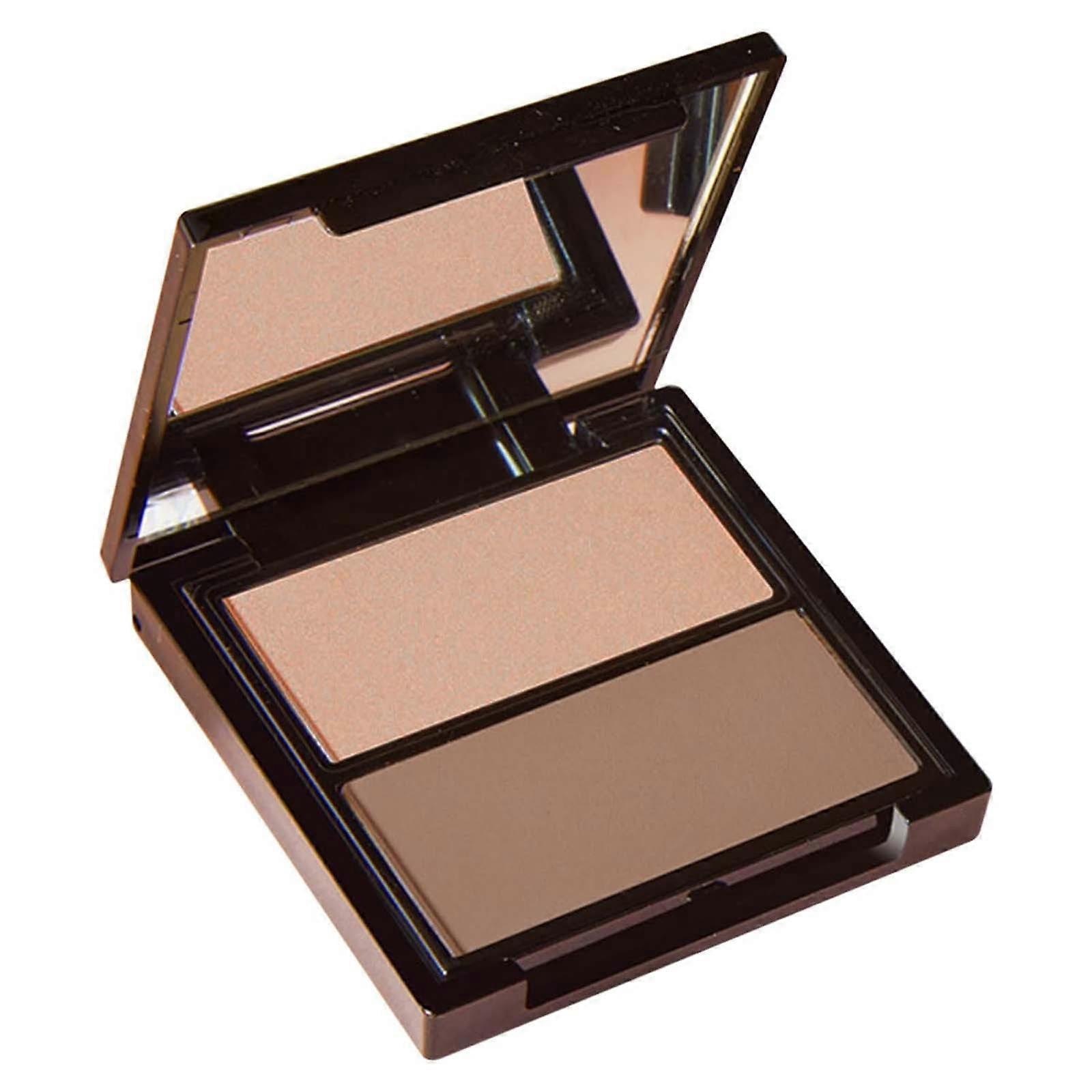 Two-color contour powder: three-dimensional highlight, brightens skin tone.