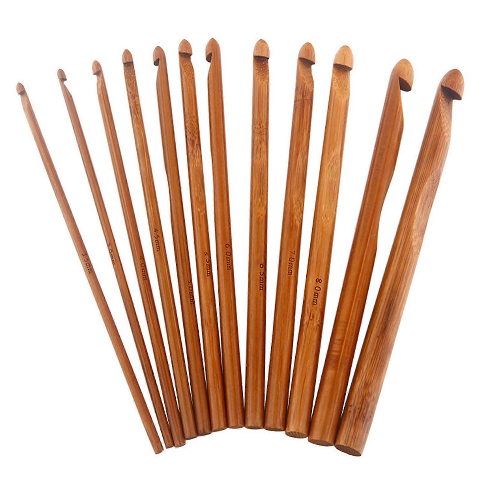 12 Pcs Bamboo Knitting Needles Set Different Sizes Smoother Edges Round Bamboo Crochet for DIY Sweaters