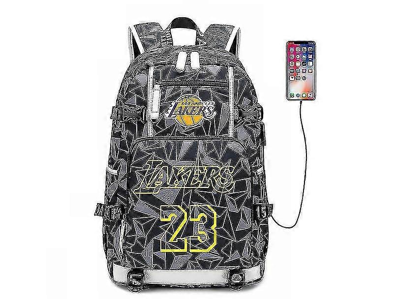 Nba Peripheral Series Star Multifunctional Usb Backpack Luminous Fluorescent Backpack Size james Colour Gray